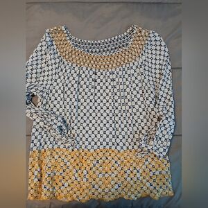 Fever Navy and White Textured Top